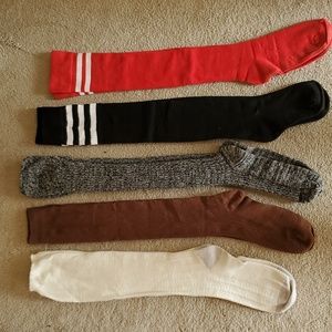 5 PAIR TALL Boot socks, cream,red,black,gray, brown EUC $12.00